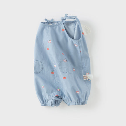 Baby Girls Summer Cute Sky Blue Lightweight Cotton Rompers