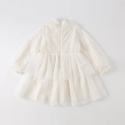 Toddler Girls Elegant Chinese Style Beige Mesh A-line Dress