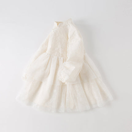 Toddler Girls Elegant Chinese Style Beige Mesh A-line Dress