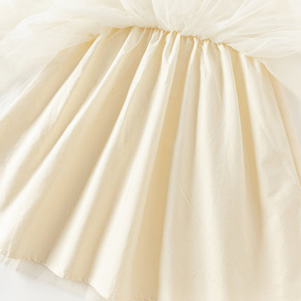 Toddler Girls Warm Beige Mesh Birthday Dress