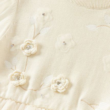 Toddler Girls Warm Beige Mesh Birthday Dress