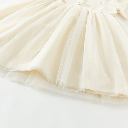 Toddler Girls Warm Beige Mesh Birthday Dress
