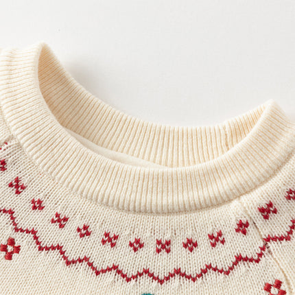 Kids Girls Adorable Red Cozy Christmas Knit Pullover Sweaters Tops