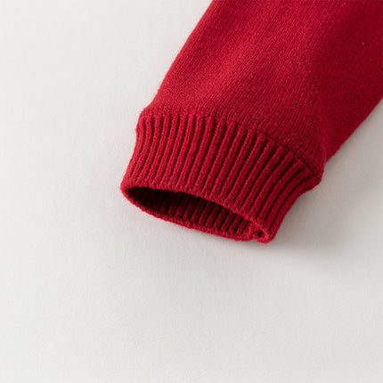 Kids Girls Adorable Red Cozy Christmas Knit Pullover Sweaters Tops