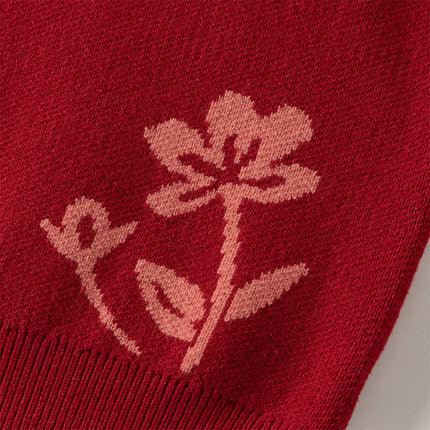 Kids Girls Red Elegant Warm Plush-lined Sweaters Tops