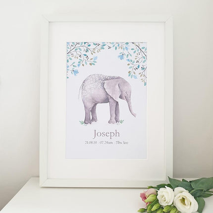 Cherish Me Baby Elephant Personalised Print - Boy
