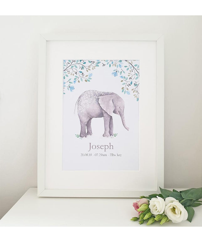 Cherish Me Baby Elephant Personalised Print - Boy