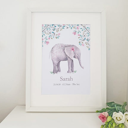 Cherish Me Baby Elephant Personalised Print -Girl