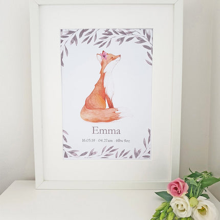 Cherish Me Baby Fox Personalised Print - Girl