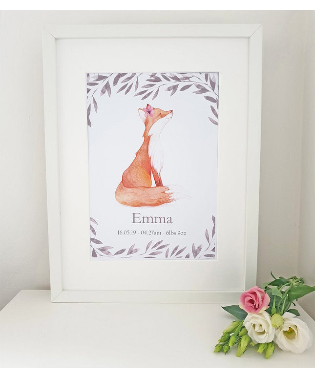 Cherish Me Baby Fox Personalised Print - Girl