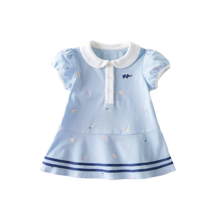 Girls Summer Cartoon Striped Princess Dress