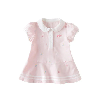Girls Summer Cartoon Striped Princess Dress