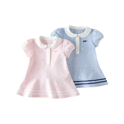 Girls Summer Cartoon Striped Princess Dress