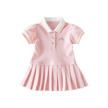 Summer Toddler Girls Cartoon College-style Princess Dress