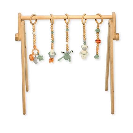 Montessori Baby Gym & Hanging Toys Set | Wooden Play Gym for Babies
