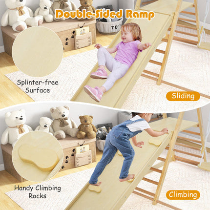 5-in-1 Indoor Jungle Gym Foldable Climber Playset With Fun Slide and Adjustable Swing