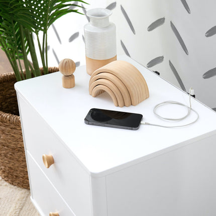 Lolly Nightstand with USB Port - White / Natural