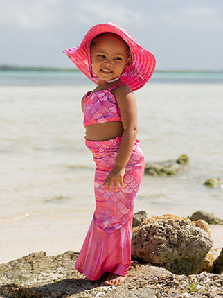 UPF 50+ 3 Piece Mermaid Swim Set - Shimmer Fabric