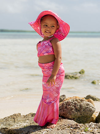 UPF 50+ 3 Piece Mermaid Swim Set - Shimmer Fabric