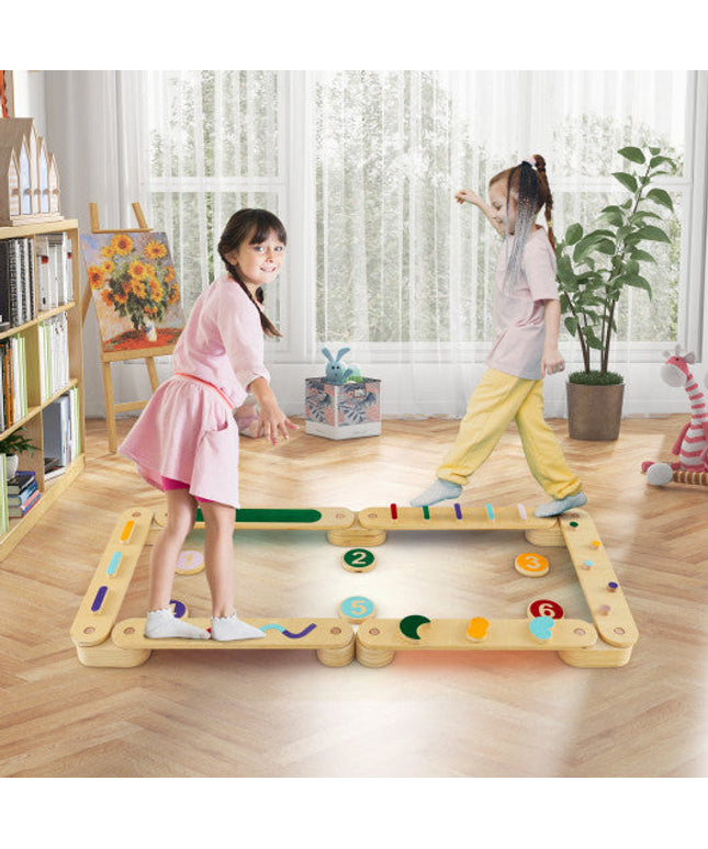 Montessori Balance Beam Set Wooden Balance Boards With Stepping Stones