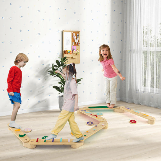 Montessori Balance Beam Set Wooden Balance Boards With Stepping Stones
