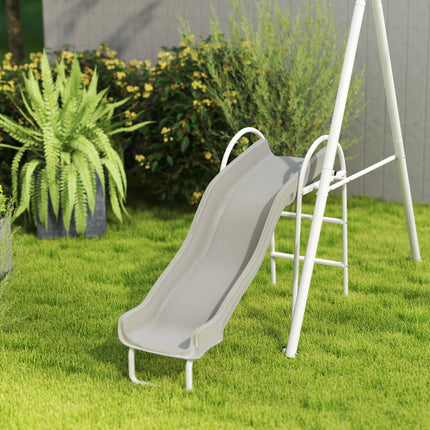 Outsunny 5 in 1 Kids Swing Set for Backyard with Heavy-Duty A-Frame Stand - Gray