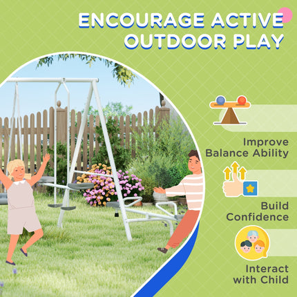 Outsunny 5 in 1 Kids Swing Set for Backyard with Heavy-Duty A-Frame Stand - Gray