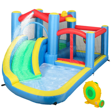 Qaba Inflatable Water Slide Bounce House w/ 550W Blower