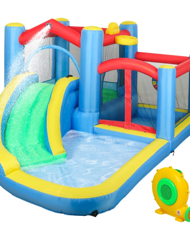 Qaba Inflatable Water Slide Bounce House w/ 550W Blower