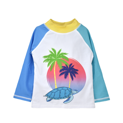 UPF 50+ Graphic Rash Guard Swim Top - F
