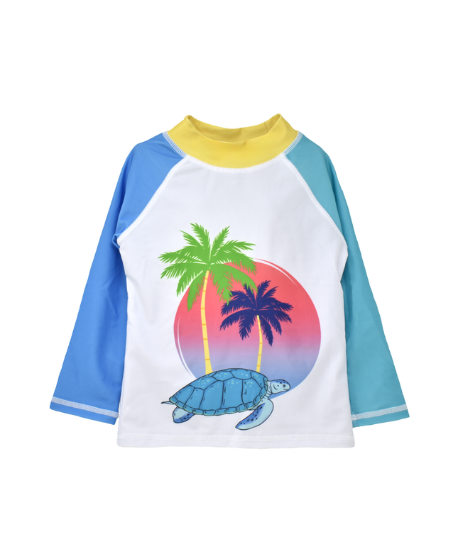 UPF 50+ Graphic Rash Guard Swim Top - F