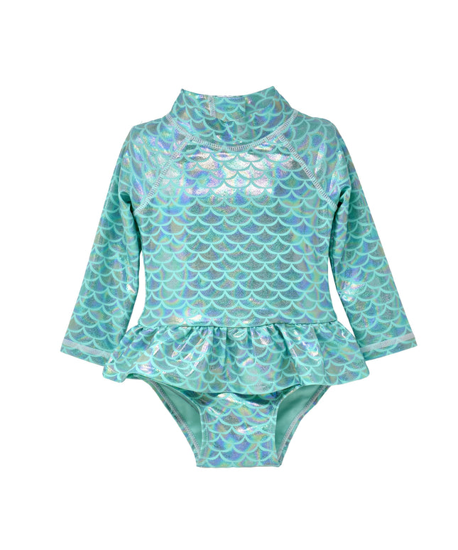UPF 50+ Alissa Infant Ruffle Rash Guard Swimsuit - Fairy Tale Scales