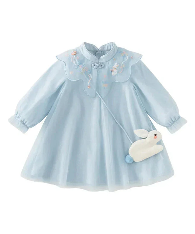 Toddler Children Girls Spring Sweet Mesh Princess Dress(wallet bag)
