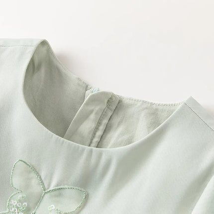 Toddler Girls Green Mesh Cute Party Dress