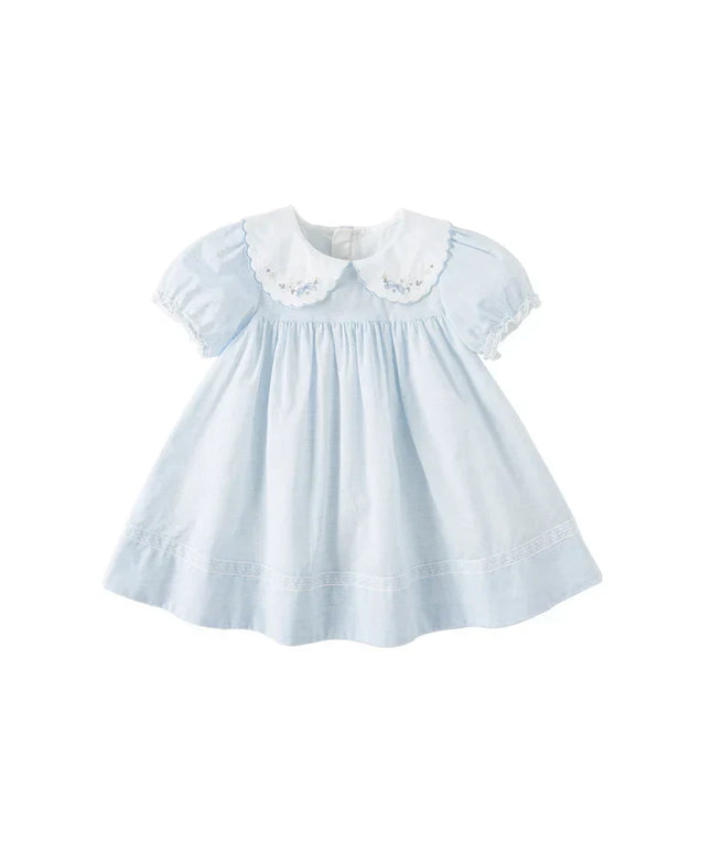 Toddler Girls Summer Blue White Striped Breathable Cotton Princess Dress