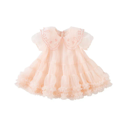 Toddler/Kids Girls Summer Sweet Orange Pink Mesh Dress