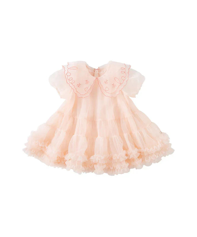 Toddler/Kids Girls Summer Sweet Orange Pink Mesh Dress