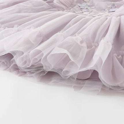 Toddler Girls Adorable Flower Embroidered Mesh Princess Dresses