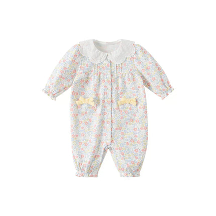 Baby Girls Sweet Cotton Floral Print Rompers Jumpsuit
