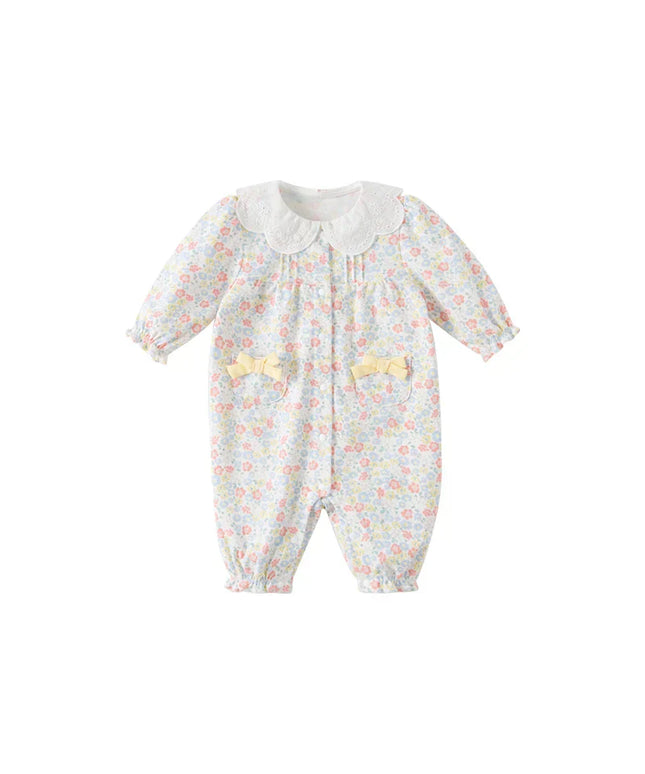 Baby Girls Sweet Cotton Floral Print Rompers Jumpsuit