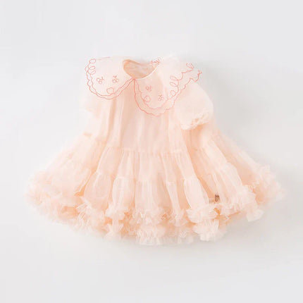 Toddler/Kids Girls Summer Sweet Orange Pink Mesh Dress