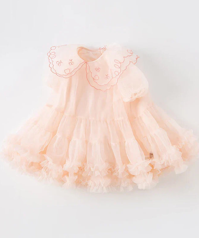 Toddler/Kids Girls Summer Sweet Orange Pink Mesh Dress