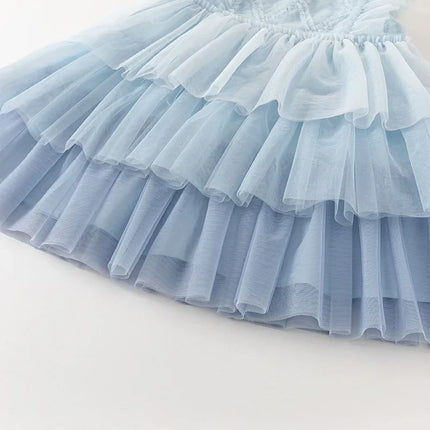 Summer Toddler Girls Sleeveless Layered Mesh Princess Dress