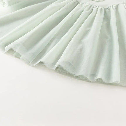 Toddler Girls Green Mesh Cute Party Dress