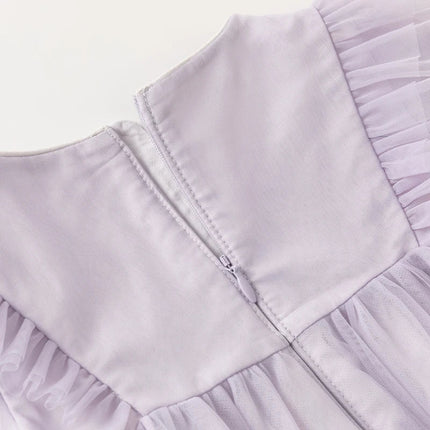 Toddler Girls Adorable Flower Embroidered Mesh Princess Dresses