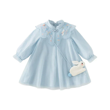Toddler Children Girls Spring Sweet Mesh Princess Dress(wallet bag)