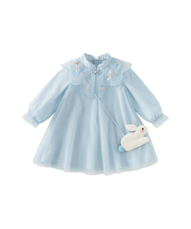 Toddler Children Girls Spring Sweet Mesh Princess Dress(wallet bag)