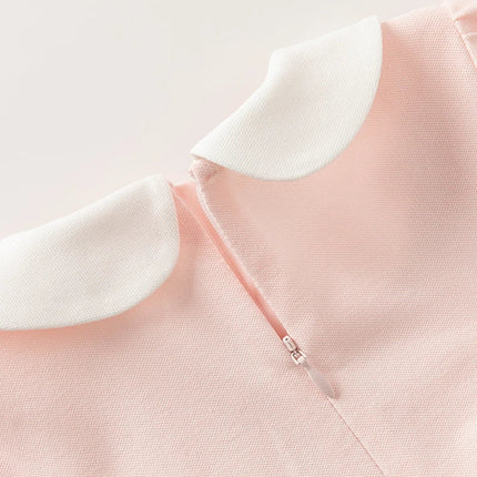 Toddler Girls Summer Short Sleeve Pink Pleated Dress