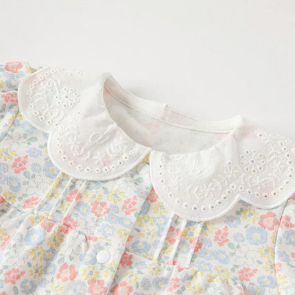 Baby Girls Sweet Cotton Floral Print Rompers Jumpsuit