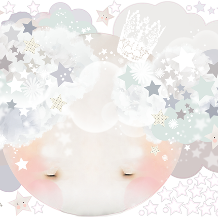 Sleepy Moon Wall Stickers Blue